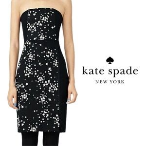 Kate Spade Saturday Strapless Corset Sheath Mini B&W Star Panel Cotton Dress 8